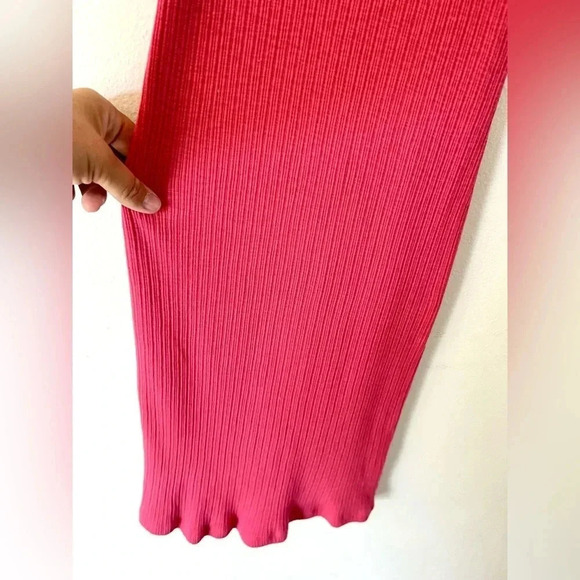 Sundry Colorblock Ribbed Mini Dress in Hibiscus & Neon Pink Trim Size Small - Picture 6 of 13